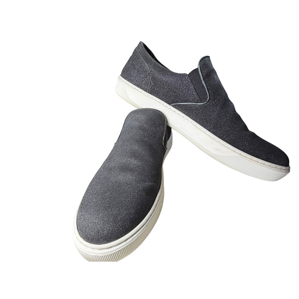 Moncler Dark Grey Glitter Slip‎ On Sneakers Size 9 Quiet Luxury Low Top Shoes